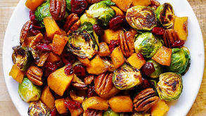 Roasted Brussels Sprouts, Cinnamon Butternut Squash With Pecans And Cranberries