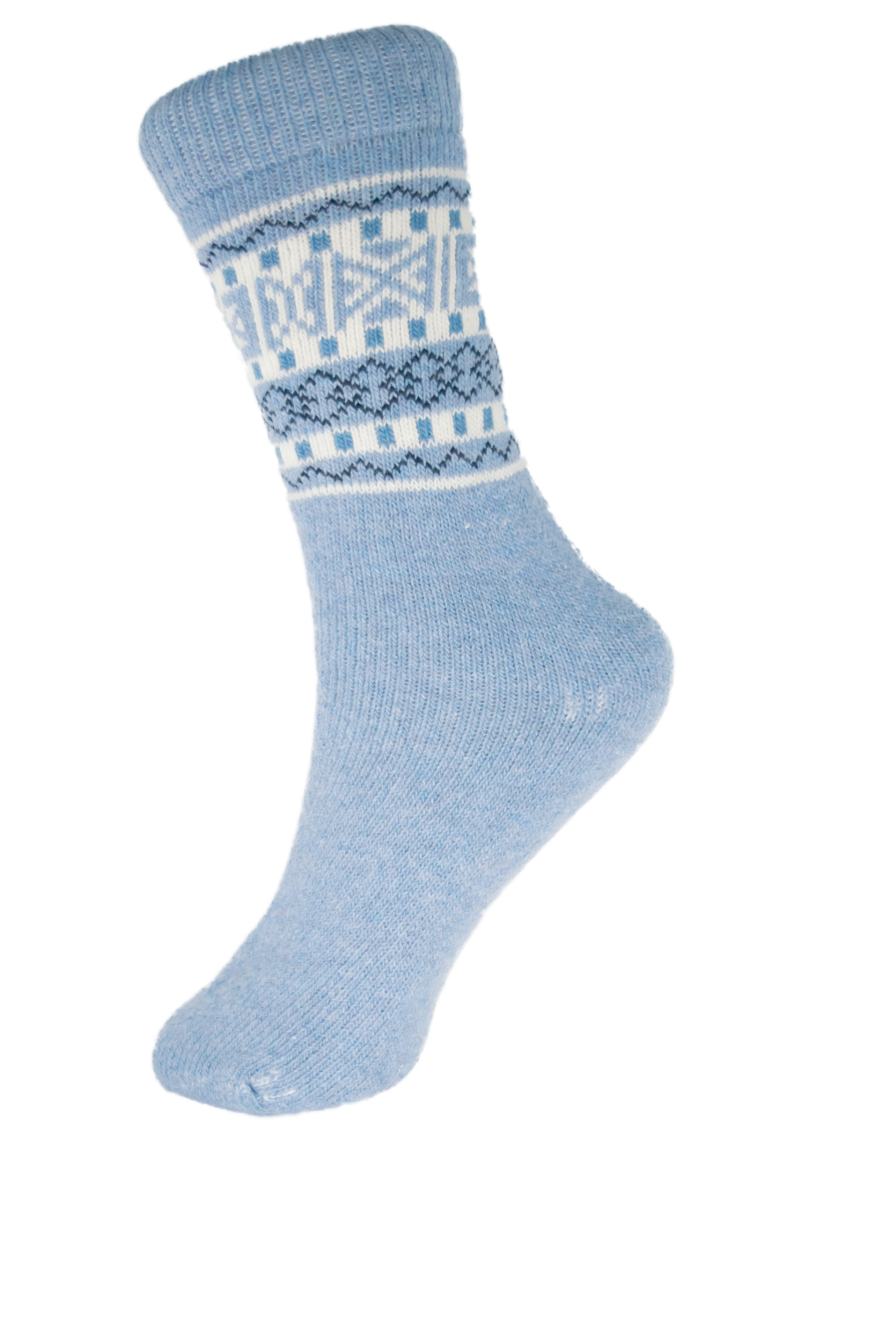 Knitted Blue Wool Blend Boot Socks