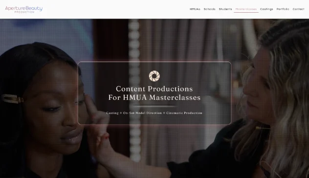 Aperture Beauty website - masterclasses page hero