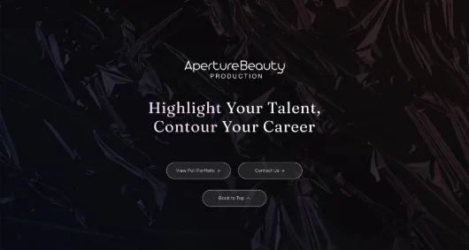 Aperture Beauty website - highlight your talent closing panel