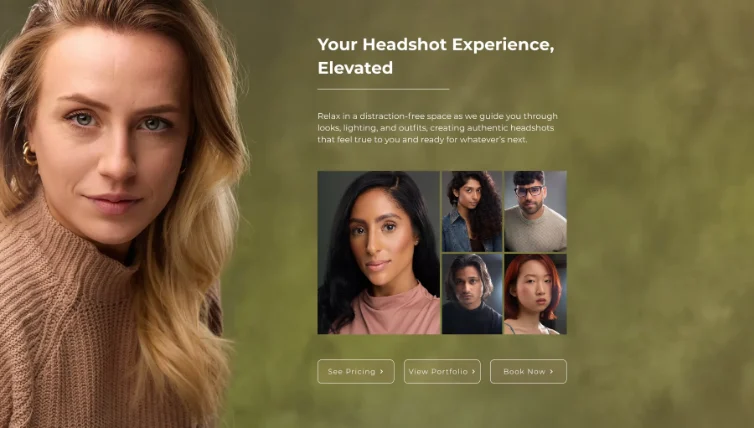 Aperture Lounge website - your headshot experience, elevated