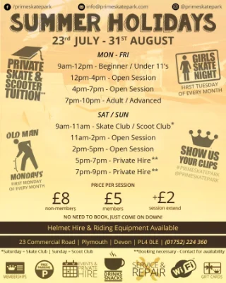 Summer holiday opening times poster