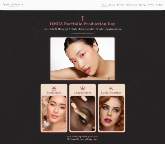 Aperture Beauty website - HMUA portfolio day