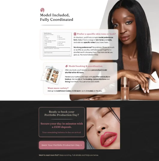 Aperture Beauty website - model included and fully coordinated