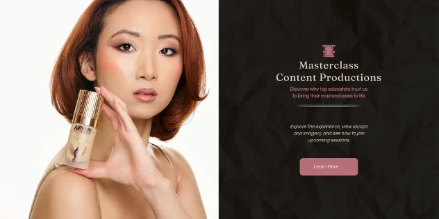Aperture Beauty website - masterclass content productions panel