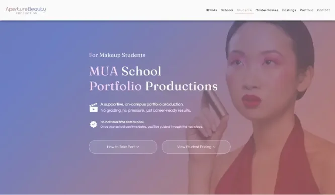 Aperture Beauty website - students