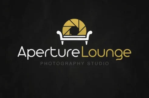 Aperture Lounge business card, dark variant, front