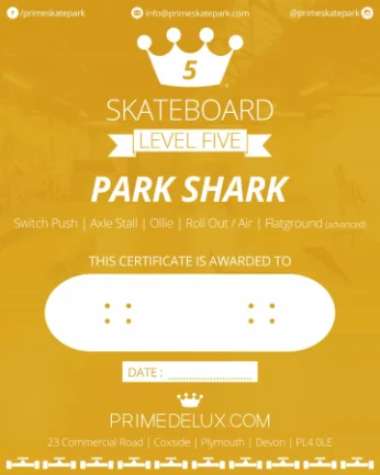 Level five certificate - Park Shark