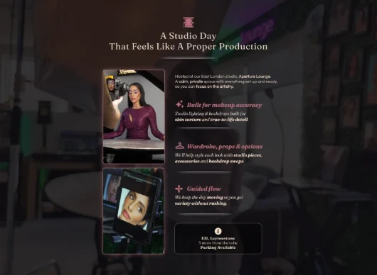 Aperture Beauty website - a studio day that feels like a proper production