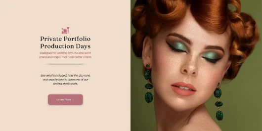 Aperture Beauty website - private portfolio production days panel