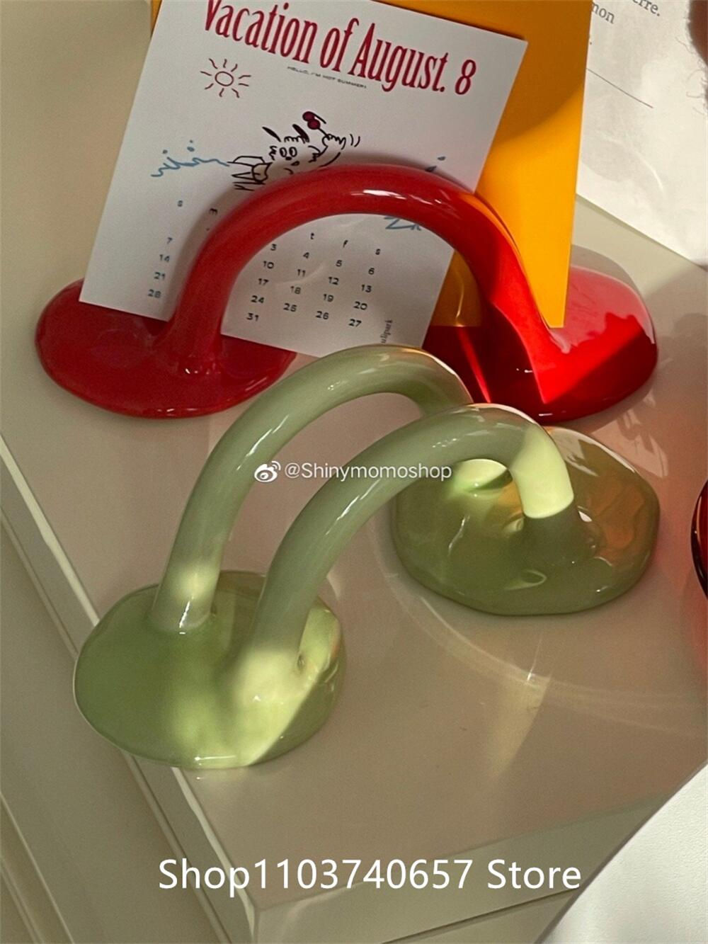 Ceramics Photo Calendar Card Standing Holder Facial Mask Pad Holder Desktop Orna