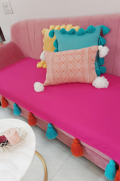Pink Throw Cover with Tassels
