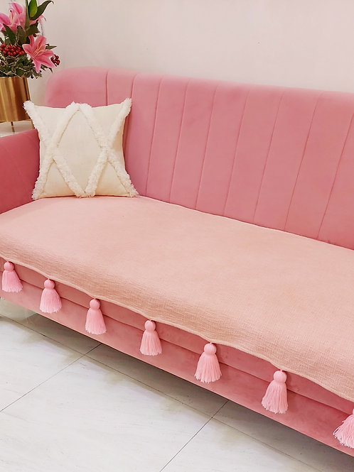 Blush Textured Tassel Throw/Couch Cover