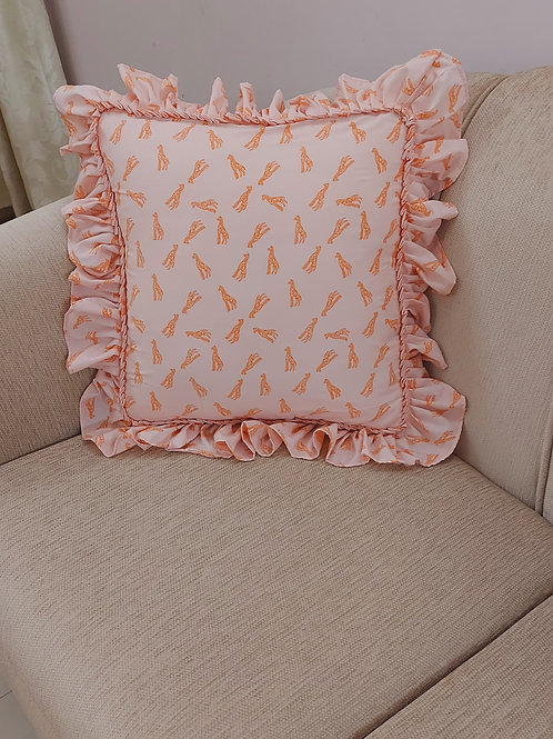 Baby Giraffe Print Ruffled Cushion Cover