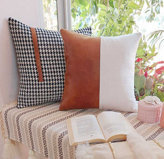 Thumbnail: Faux Leather Cushion Cover Combo- Set of 5