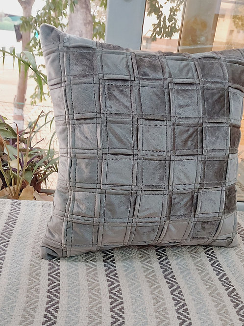 Checkered Solid Space Grey Cushion Cover
