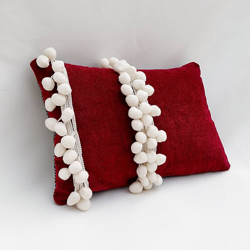 Raspberry Pom-Pom Cushion Cover
