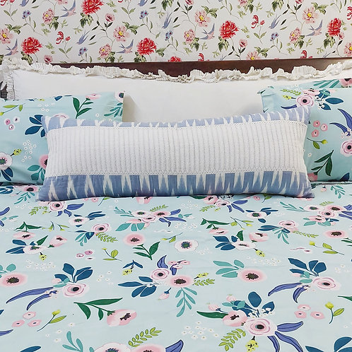 Ikkat Sky Lumbar Cushion Cover