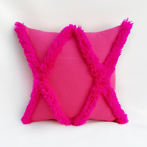 Hot Pink Tufted Cushion Cover