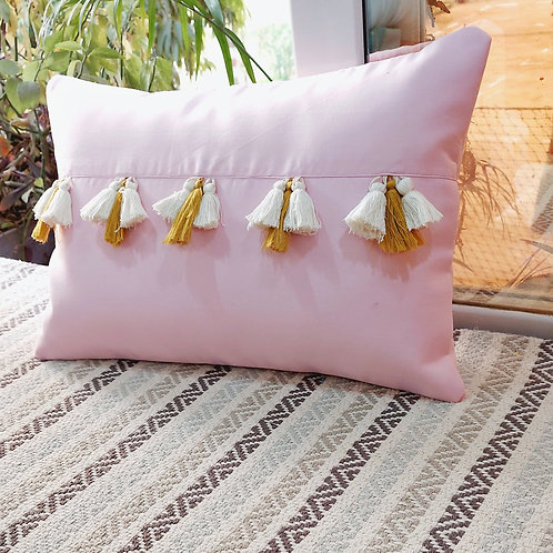 Pale Pink Tassel Cushion Cover