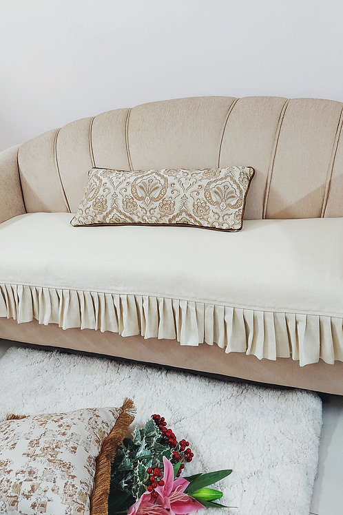 Neutral Box Pleated Couch Cover