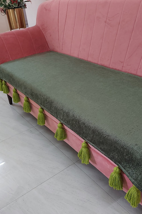 Juniper Greens Throw Cover with Tassels