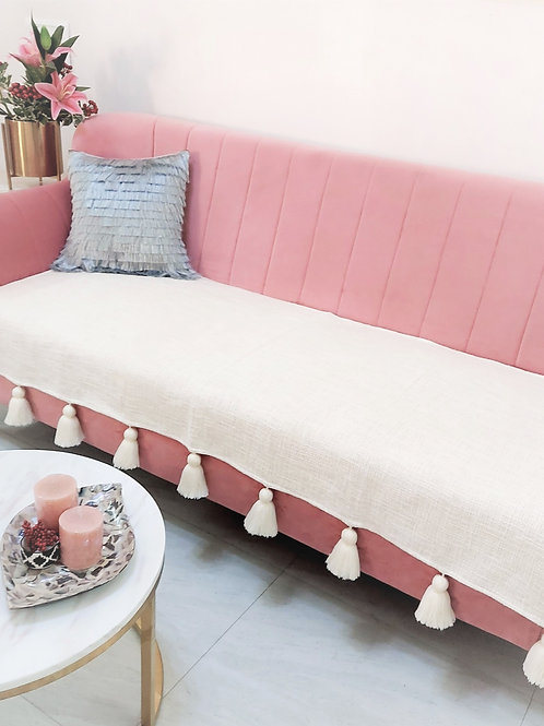 Neutral Couch Cover with Tassels