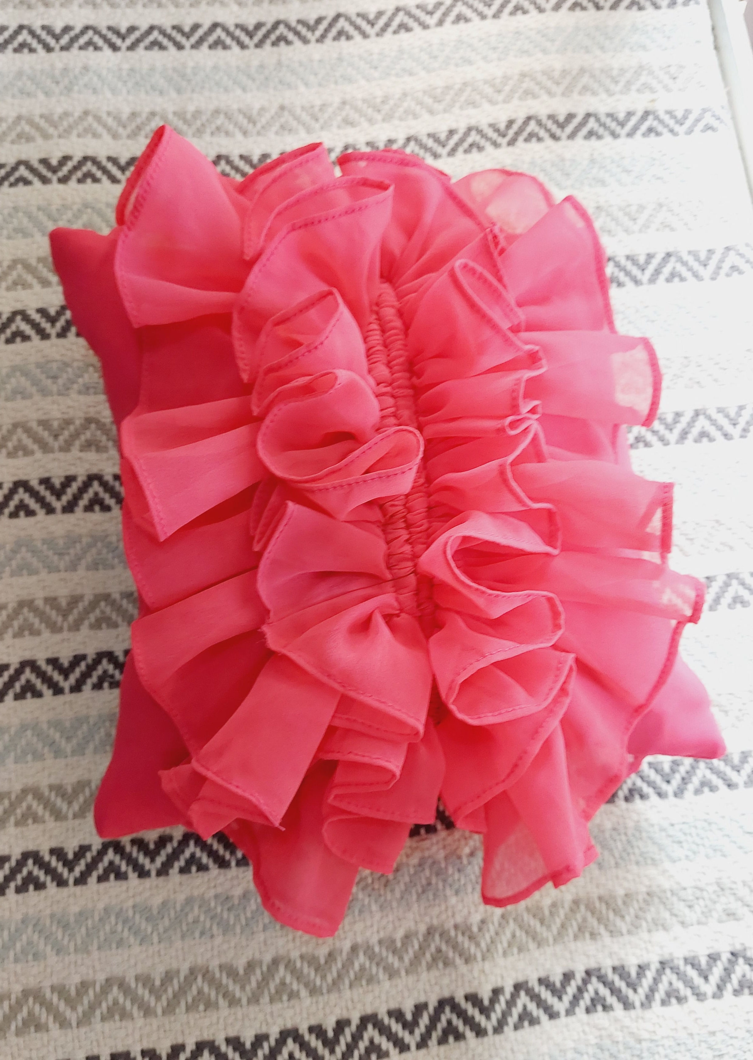 Pink Waterfall Ruffles Cushion Cover