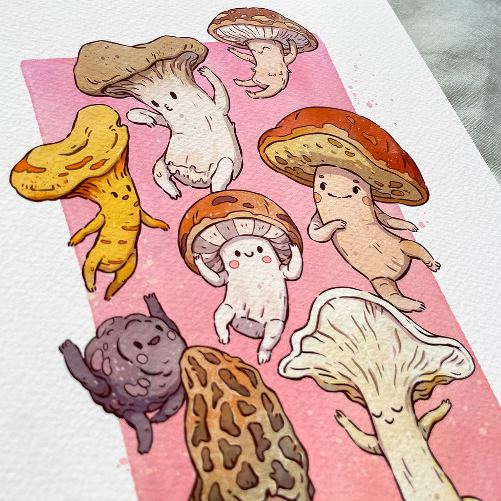 Thumbnail: Falling Mushrooms - structured art print