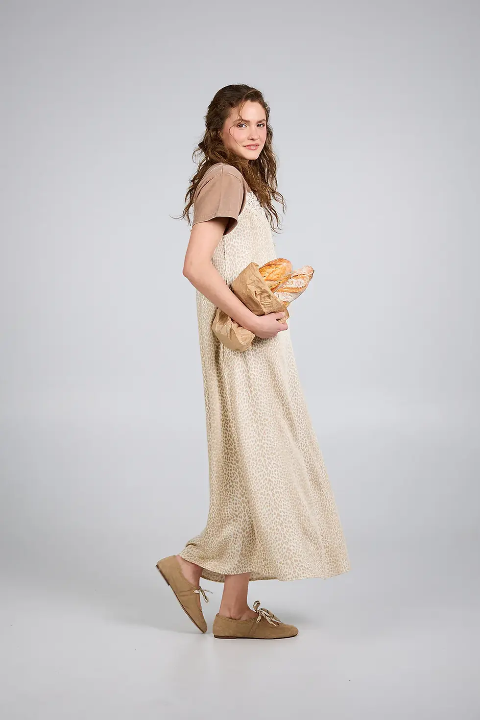 Miniaturbild: Oh April Alma A-Line Dress Micro Leo Beige