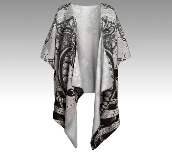 Thumbnail: Silk Knit Kimono - Waves (front)