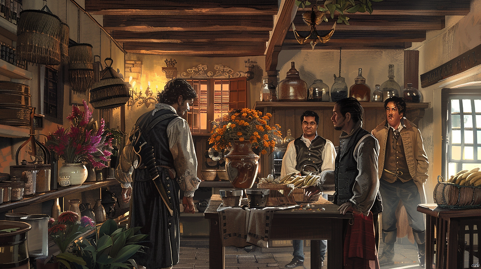 Recreación artística del momento en que los hermanos Morales confrontan a José González Llorente en su tienda.