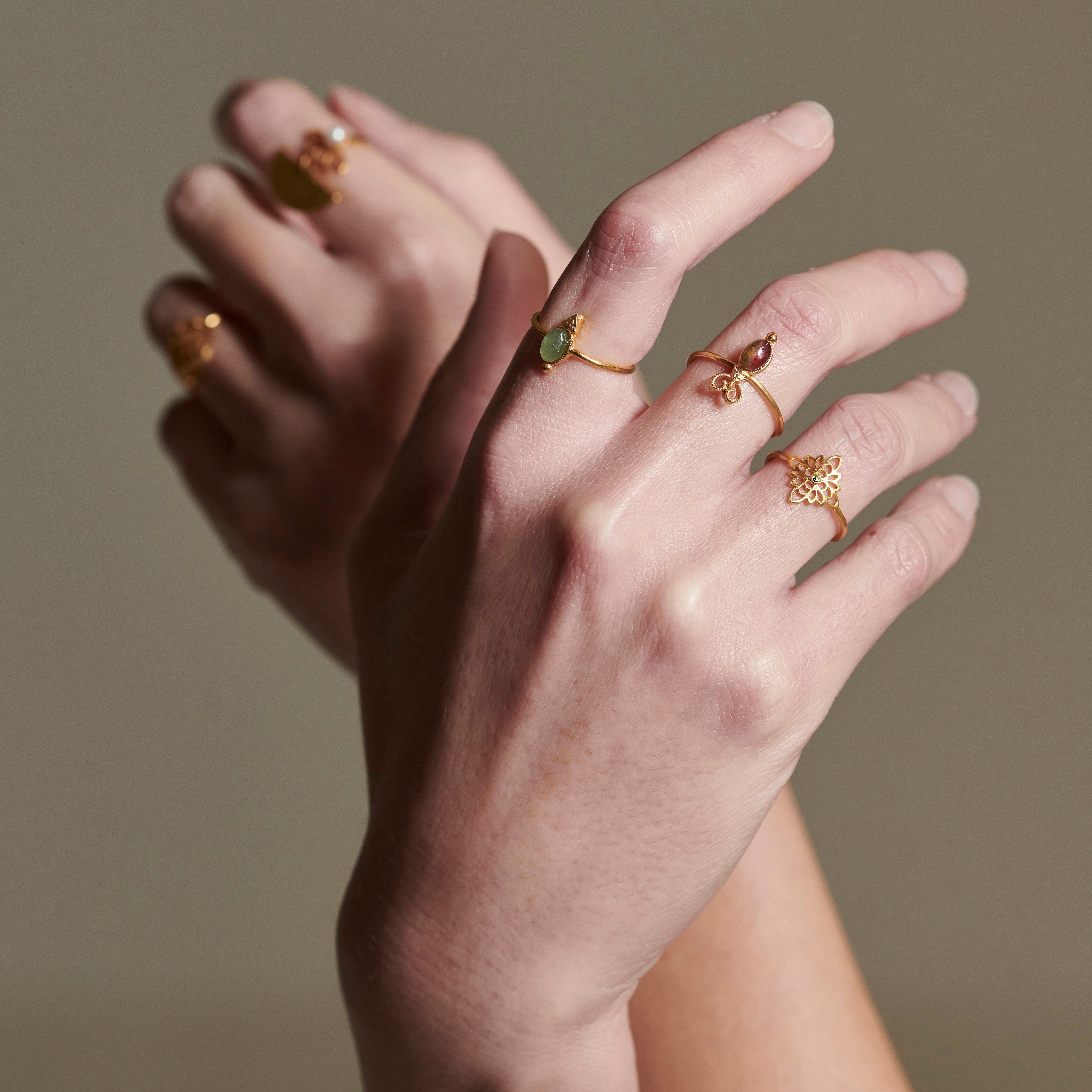 FELICIA - Handmade 925 sterling silver ring, Gold plated in 24k