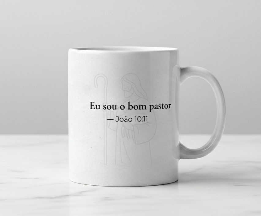 Caneca Cristã “Eu Sou o Bom Pastor” – João 10:11 | Coleção Ele É