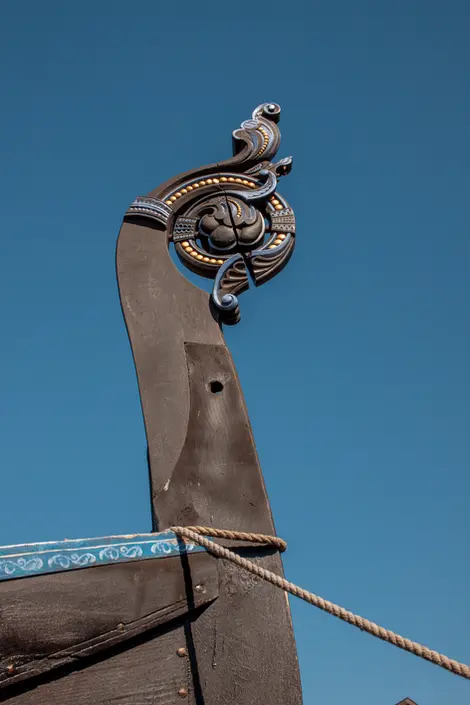 Detail of a wooden boat in Bergen