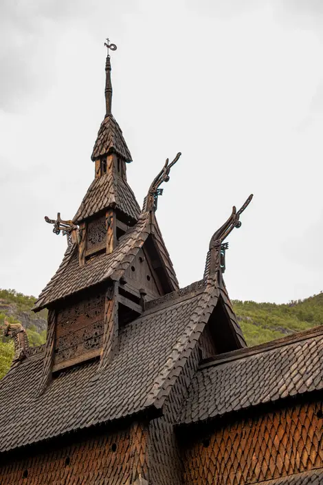 Old wooden viking church in Norway