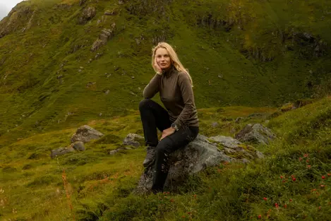 Michelle posing in Lofoten