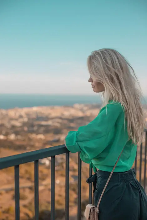 Sandra with the coast behind