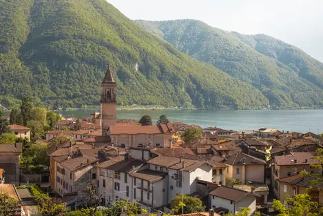 Porlezzas skyline in the Alps