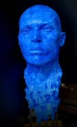 Descent of a deity - Marc Bodie - blue head sculpture.