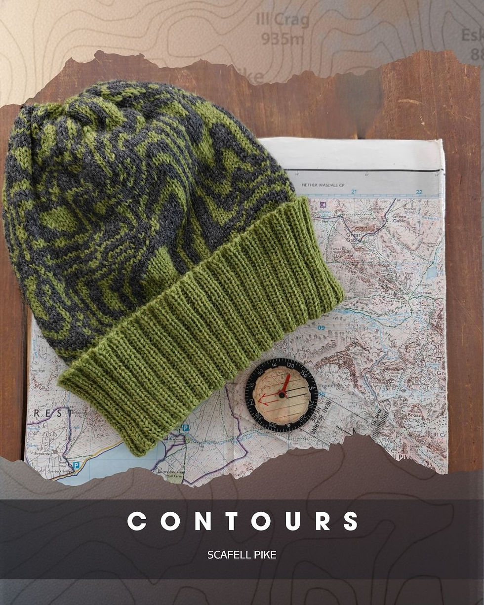 Thumbnail: Contours Collection, Scafell Pike, Sour Lime Green and Dark Grey Merino  Beanie