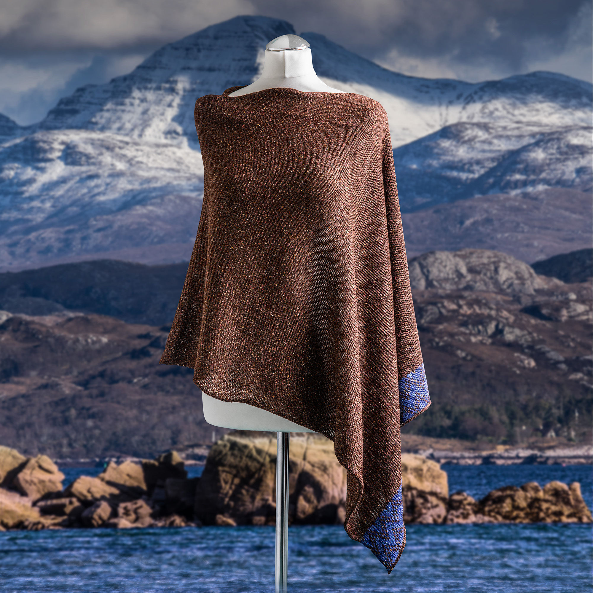 Coast Collection Merino Silk Asymmetric Poncho - mountain