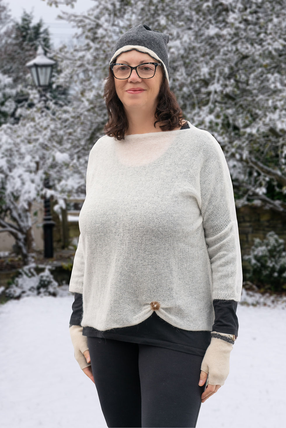 Thumbnail: Winter White kidmohair top. Women's Fluffy Sweater. Knitted ready to post.