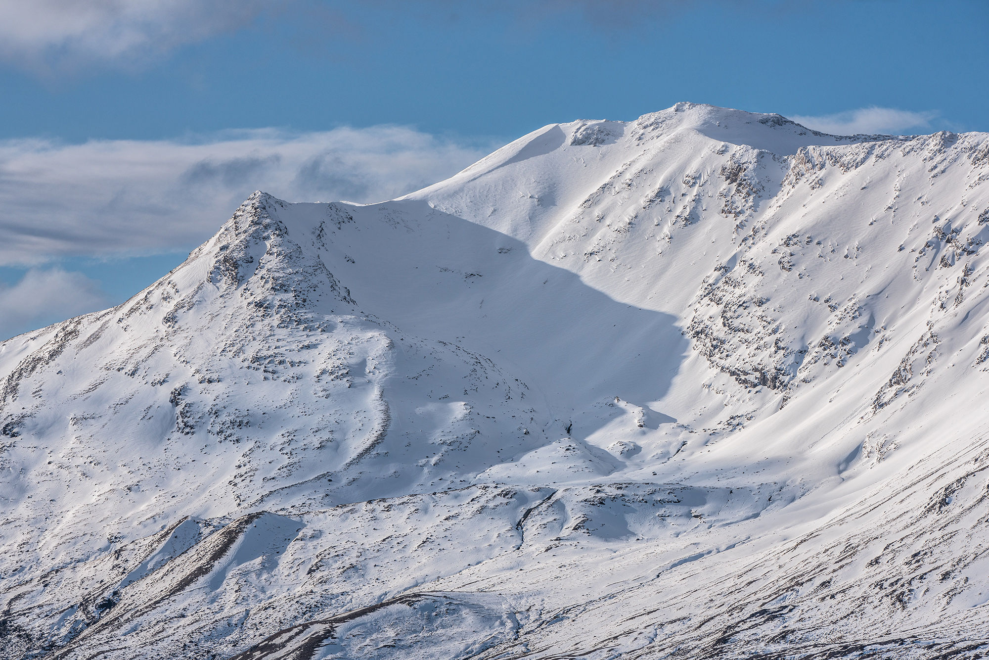 Sidean Coire nan Clach and Stuc Coire an Laoigh (Beinn Eighe) after heavy snow.