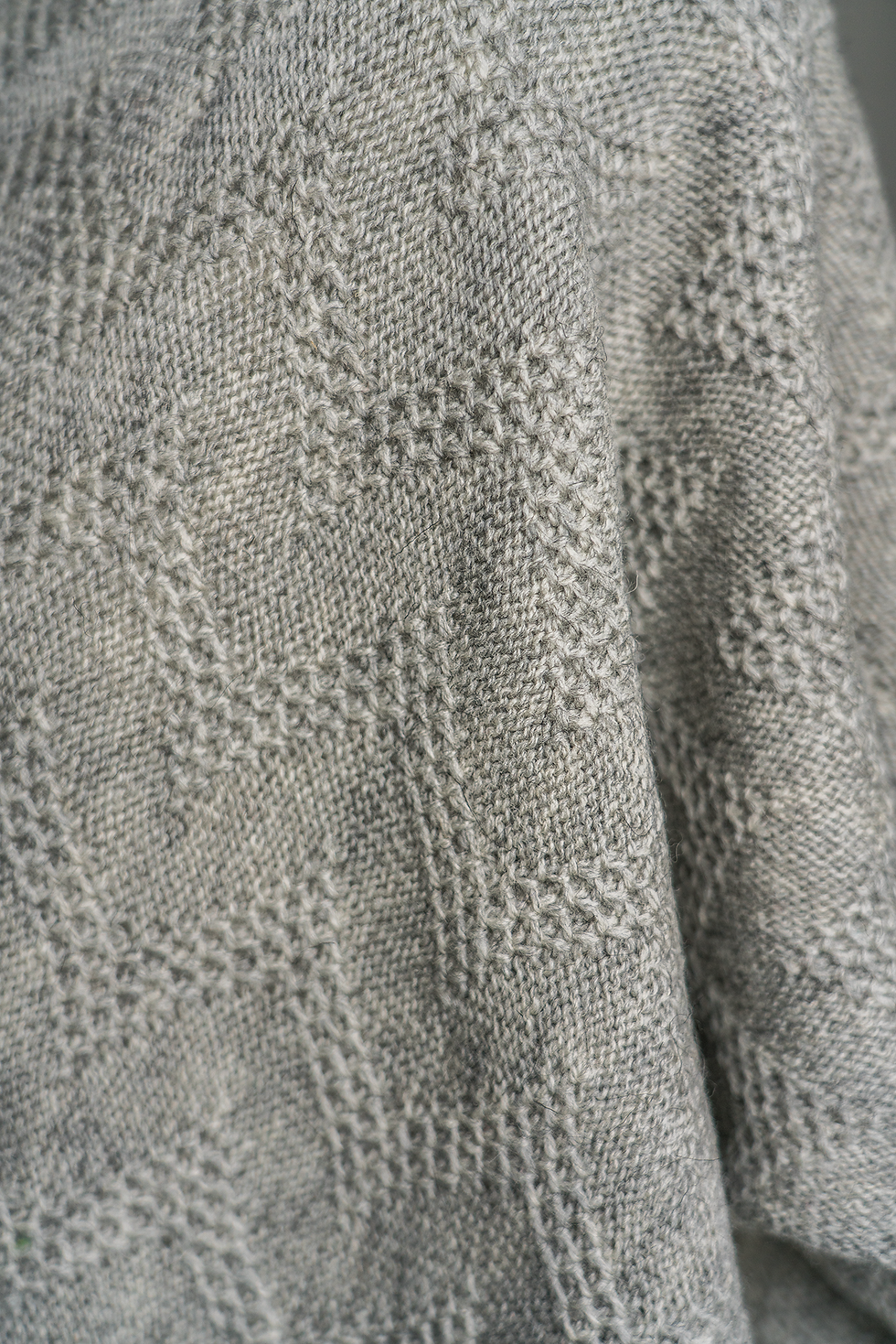 Thumbnail: Seashore Merino Textured Women's Poncho - Mist Grey.Knitted ready to post. 