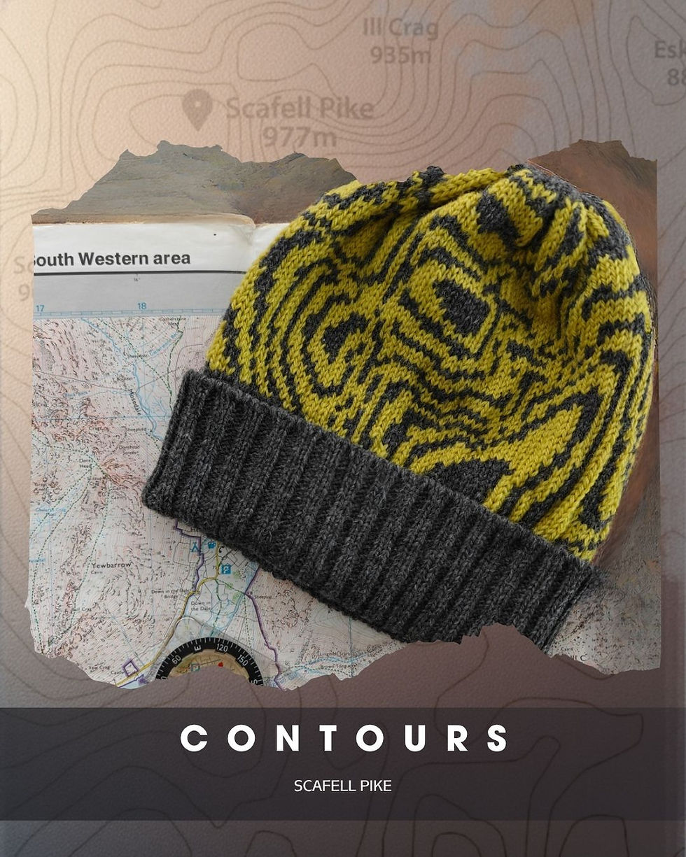 Thumbnail: Contours Collection, Scafell Pike - Mustard and Dark Grey Merino Cowl