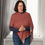 Thumbnail: Merino Reversible Poncho. Red and Silver Grey Women's Poncho