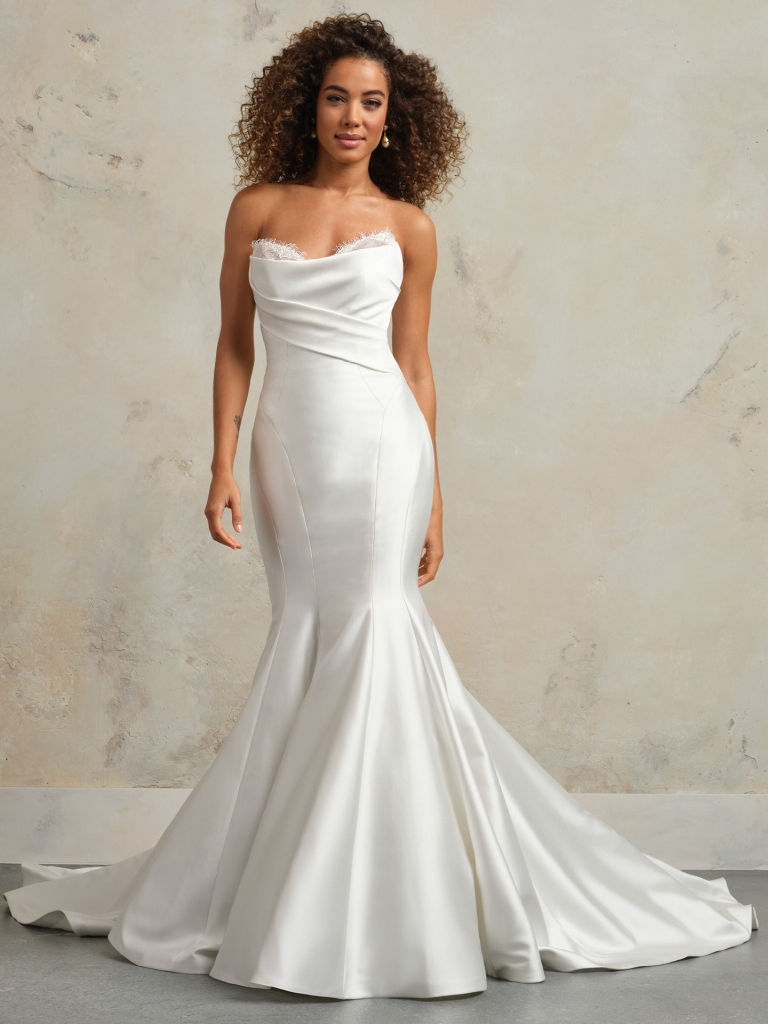 Thumbnail: Front view of Maggie Sottero Leilani glamorous sequined fit-and-flare bridal dress