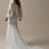Thumbnail: Back view of Rebecca Ingram Jorie modest simple square neckline sheath bridal gown