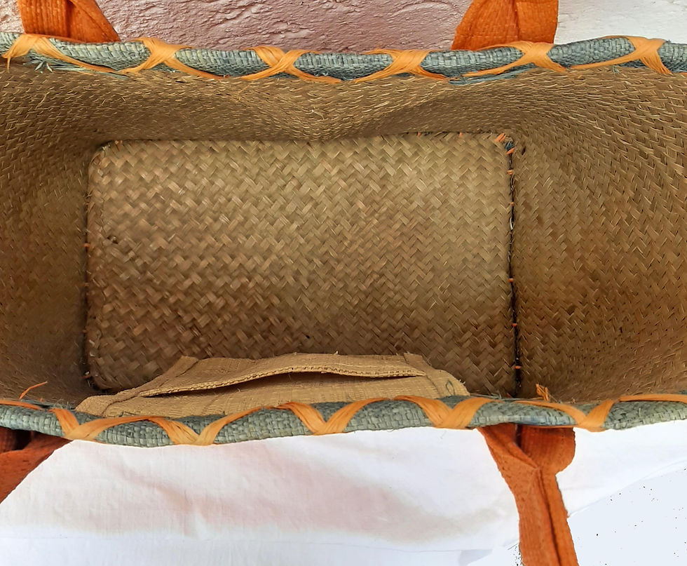Basttasche orange mit 2 Schulterriemen